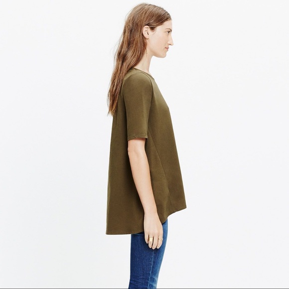 Madewell Olive Green Zip Back Swing Tee - Picture 2 of 5